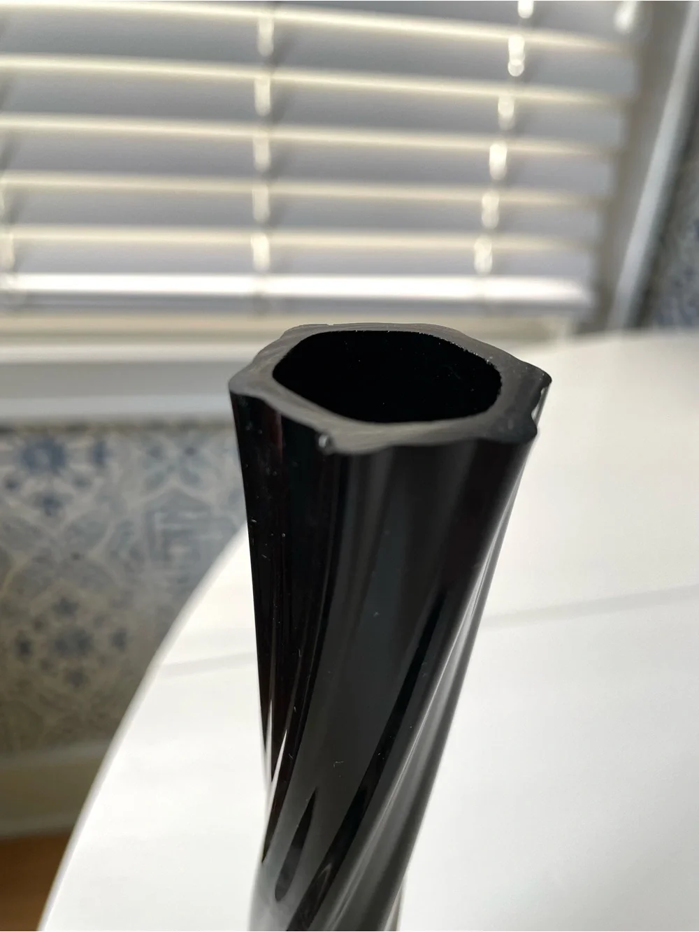 Vintage black glass twist bud vase minimalist